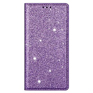 Θήκη Samsung Galaxy S21 Plus OEM Skin Glitter Series με βάση στήριξης, υποδοχή καρτών και μαγνητικό κούμπωμα Flip Wallet από συνθετικό δέρμα και TPU μωβ - Image 3