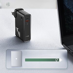 Baseus GaN fast επιτοίχιος φορτιστής PPS 45W USB / USB Type-C Quick Charge 3.0 και Power Bank 10000 mAh (Gallium Nitride) + USB-A +USB-C 1m Καλώδιο μαύρο (PPNLD-C01) - Image 11