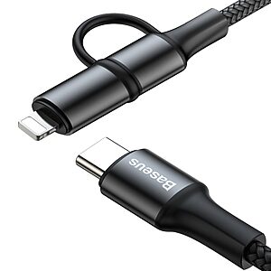 Baseus Twins 2in1 USB Typ C PD - USB Type C Power Delivery (60W 20V 3A) + Lightning (9V 2A) Καλώδιο 1m μαύρο (CATLYW-H01) - Image 3