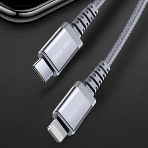 Dux Ducis Space MFI Καλώδιο Durable Nylon Braided Wire USB Type C PD 18W / Lightning 1m 3A γκρι - Image 3