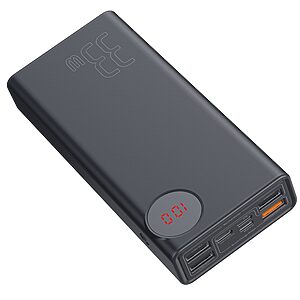 Baseus Mulight Power Bank 30000 mAh με Display Power Delivery PD3.0 Quick Charge QC3.0 33W μαύρο (PPMY-01)