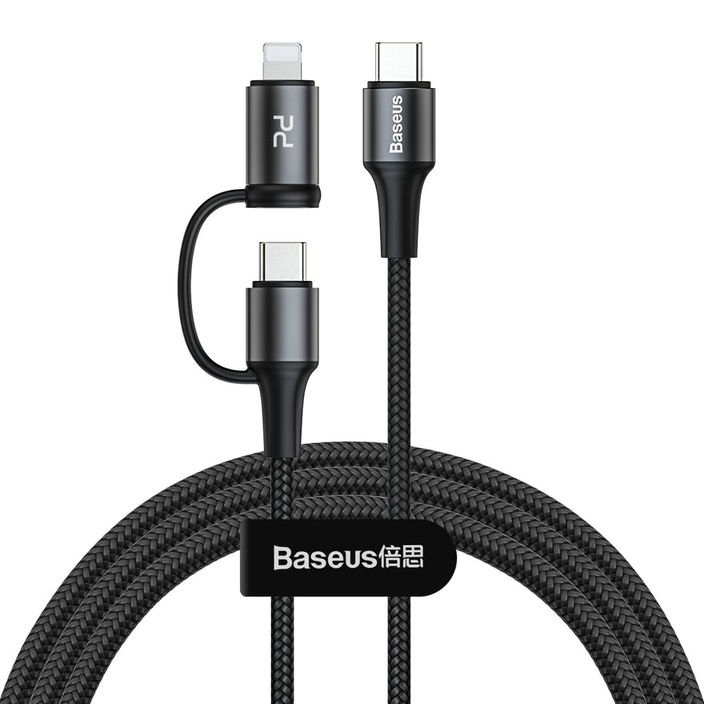 Baseus Twins 2in1 USB Typ C PD - USB Typ C Power Delivery (60W 20V 3A) + Lightning (9V 2A) Καλώδιο 1m μαύρο (CATLYW-H01) Baseus Twins 2in1 USB Typ C PD - USB Typ C Power Delivery (60W 20V 3A) + Lightning (9V 2A) Καλώδιο 1m μαύρο (CATLYW-H01)