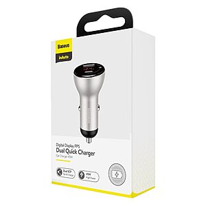 Baseus Φορτιστής Αυτοκινήτου USB / USB Type-C 45 W 5 A SCP Quick Charge 4.0+ Power Delivery 3.0 με LCD οθόνη - ασημί (CCBX-C0S) - Image 5