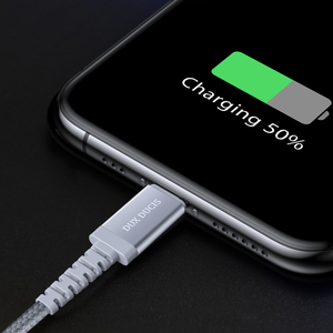 Dux Ducis Space MFI Καλώδιο Durable Nylon Braided Wire USB Type C PD 18W / Lightning 1m 3A γκρι - Image 5