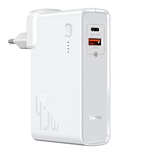 Baseus GaN Power Bank 10000 mAh fast επιτοίχιος φορτιστής PPS 45 W USB / USB Typ C Quick Charge 3.0 Power Delivery (gallium nitride) + USB Type C 1 m Καλώδιο λευκό (PPNLD-C02)