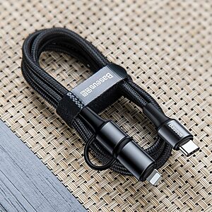 Baseus Twins 2in1 USB Typ C PD - USB Type C Power Delivery (60W 20V 3A) + Lightning (5V 2A) Καλώδιο 1m μαύρο (CATLYW-01) - Image 6
