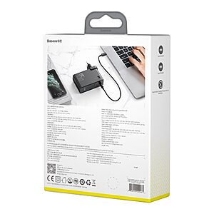 Baseus GaN fast επιτοίχιος φορτιστής PPS 45W USB / USB Type-C Quick Charge 3.0 και Power Bank 10000 mAh (Gallium Nitride) + USB-A +USB-C 1m Καλώδιο μαύρο (PPNLD-C01) - Image 8