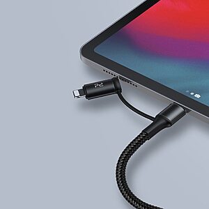Baseus Twins 2in1 USB Typ C PD - USB Type C Power Delivery (60W 20V 3A) + Lightning (9V 2A) Καλώδιο 1m μαύρο (CATLYW-H01) - Image 9