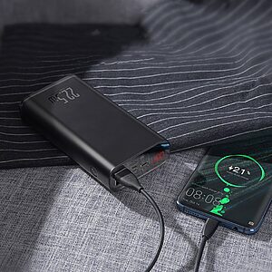 Baseus Power Bank 20000mAh 22,5W Quick Charge PD3.0 QC3.0 SCP FCP 2x USB + USB Type C μαύρο (PPXC-01) - Image 10