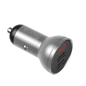 Baseus Digital Display Dual USB 4.8A Φορτιστής Αυτοκινήτου 24W - ασημί (CCBX-0S) - Image 2