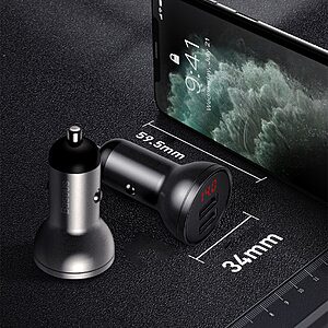 Baseus Digital Display Dual USB 4.8A Φορτιστής Αυτοκινήτου 24W - ασημί (CCBX-0S) - Image 10