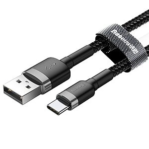 Baseus Cafule Braided USB 2.0 Cable USB-C male - USB-A male Μαύρο 2m (CATKLF-CG1) - 3