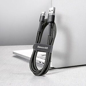Baseus Cafule Braided USB 2.0 Cable USB-C male - USB-A male Μαύρο 2m (CATKLF-CG1) - 5