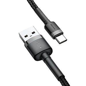 Baseus Cafule Braided USB 2.0 Cable USB-C male - USB-A male Μαύρο 2m (CATKLF-CG1) - 6