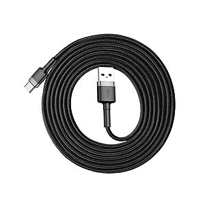 Baseus Cafule Braided USB 2.0 Cable USB-C male - USB-A male Μαύρο 2m (CATKLF-CG1) - 7