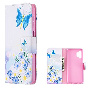 Θήκη Samsung Galaxy A32 5G OEM Blue Butterfly & Flowers με βάση στήριξης