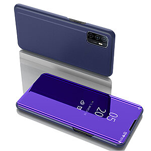 Θήκη Samsung Galaxy A32 5G OEM Mirror Surface Series Flip Window δερματίνη μπλε
