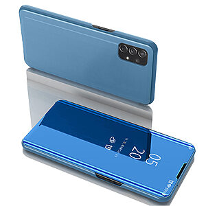 Θήκη Samsung Galaxy A72 4G / 5G OEM Mirror Surface Series Flip Window δερματίνη μπλε
