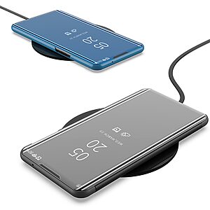 Θήκη Samsung Galaxy A72 4G / 5G OEM Mirror Surface Series Flip Window δερματίνη μπλε - Image 2