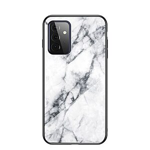 Θήκη Samsung Galaxy A72 4G / 5G OEM σχέδιο Marble με Πλάτη Tempered Glass TPU λευκό