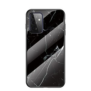 Θήκη Samsung Galaxy A72 4G / 5G OEM σχέδιο Marble με Πλάτη Tempered Glass TPU μαύρο