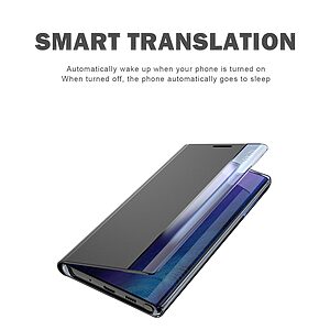 Θήκη Xiaomi Redmi Note 10 / 10S / Poco M5s OEM Half Mirror View Stand Cover με μαγνητικό κούμπωμα από συνθετικό δέρμα ροζ - Image 4