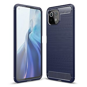 Θήκη Xiaomi Mi 11 Lite 4G / 5G OEM Brushed TPU Carbon Πλάτη μπλε σκούρο