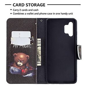 Θήκη Samsung Galaxy A32 4G OEM Angry bear with chainsaw με βάση στήριξης, υποδοχές καρτών και μαγνητικό κούμπωμα Flip Wallet από συνθετικό δέρμα και TPU - Image 3