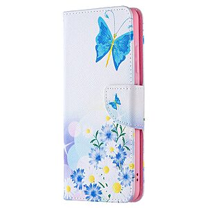 Θήκη Samsung Galaxy A32 4G OEM Blue Butterfly & Flowers με βάση στήριξης, υποδοχές καρτών και μαγνητικό κούμπωμα Flip Wallet από συνθετικό δέρμα και TPU - Image 4