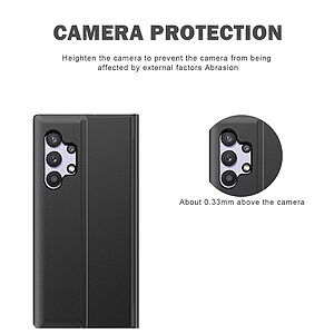 Θήκη Samsung Galaxy A32 4G OEM Half Mirror View Stand Cover με μαγνητικό κούμπωμα από συνθετικό δέρμα φούξια - Image 4