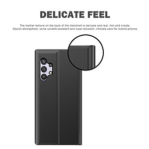 Θήκη Samsung Galaxy A32 4G OEM Half Mirror View Stand Cover με μαγνητικό κούμπωμα από συνθετικό δέρμα φούξια - Image 5