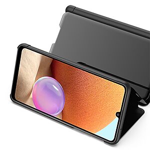 Θήκη Samsung Galaxy A32 4G OEM Mirror Surface Series Flip Window δερματίνη μπλε - Image 4