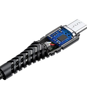 Καλώδιο φόρτισης & μεταφοράς δεδομένων VEGER V103 micro USB σε USB 2.0 2.4A με ενίσχυμενες άκρες Anti-Bending 1.20m μαύρο 3