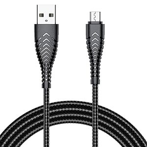 Καλώδιο φόρτισης & μεταφοράς δεδομένων VEGER V103 micro USB σε USB 2.0 2.4A με ενίσχυμενες άκρες Anti-Bending 1.20m μαύρο