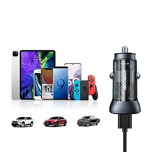 Φορτιστής Αυτοκινήτου JOYROOM με 2 θύρες 1xUSB και 1xType 38W Quick Charge 3.0 (C-A42) γκρι