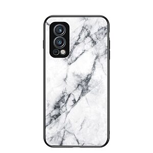 Θήκη OnePlus Nord 2 5G OEM σχέδιο Marble με Πλάτη Tempered Glass TPU λευκό