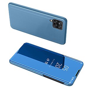 Θήκη Samsung Galaxy A22 4G OEM Mirror Surface Series Flip Window δερματίνη μπλε