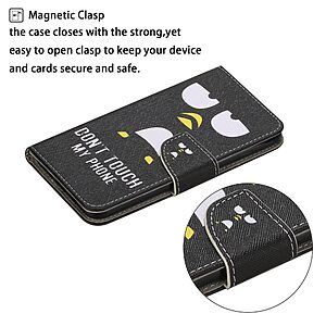 Θήκη Samsung Galaxy A22 5G OEM Penguin Don’t Touch My Phone με βάση στήριξης, υποδοχές καρτών και μαγνητικό κούμπωμα Flip Wallet δερματίνη - Image 4