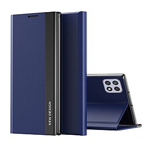 Θήκη Samsung Galaxy A22 5G OEM Invisible Magnet Leather Stand Cover με μαγνητικό κούμπωμα από συνθετικό δέρμα μπλε