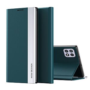 Θήκη Samsung Galaxy A22 5G OEM Invisible Magnet Leather Stand Cover με μαγνητικό κούμπωμα από συνθετικό δέρμα πράσινο