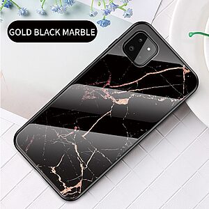 Θήκη Samsung Galaxy A22 5G OEM σχέδιο Marble με Πλάτη Tempered Glass TPU μαύρο / χρυσό - Image 2