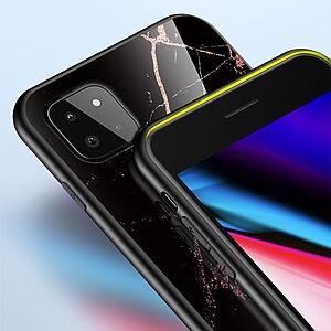 Θήκη Samsung Galaxy A22 5G OEM σχέδιο Marble με Πλάτη Tempered Glass TPU μαύρο / χρυσό - Image 5