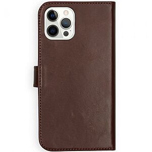 υποδοχές καρτών και μαγνητικό κούμπωμα Flip Wallet από αυθεντικό δέρμα® καφέ