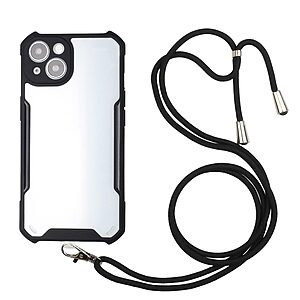 Θήκη iPhone 13 mini OEM Hybrid Sockproof Transparent πλάτη με κορδόνι από αντικραδασμικό TPU με μαύρο πλαίσιο
