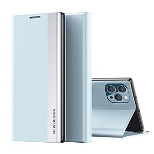 Θήκη iPhone 13 Pro OEM Invisible Magnet Leather Stand Cover με μαγνητικό κούμπωμα από συνθετικό δέρμα γαλάζιο