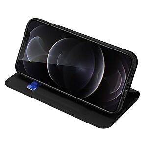 Θήκη iPhone 13 Pro DUX DUCIS Skin Pro Series με βάση στήριξης, υποδοχή καρτών και μαγνητικό κούμπωμα Flip Wallet από συνθετικό δέρμα και TPU μαύρο - Image 3