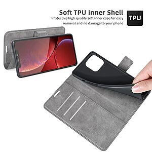 Θήκη iPhone 13 Pro Max Mad Mask Leather Wallet Case V2 με βάση στήριξης, υποδοχές καρτών και μαγνητικό κούμπωμα Flip Wallet από συνθετικό δέρμα γκρι - Image 5