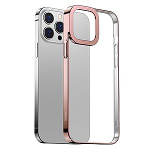 Θήκη iPhone 13 Pro BASEUS Glitter Series Πλάτη από Premium σκληρό πλαστικό με περίβλημα αλουμινίου για την κάμερα ροζ