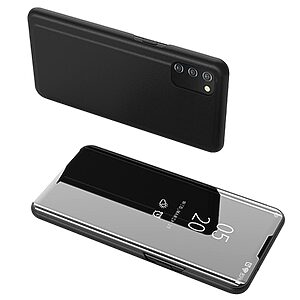 Θήκη Samsung Galaxy A03s OEM Mirror Surface Series Flip Window δερματίνη μαύρο