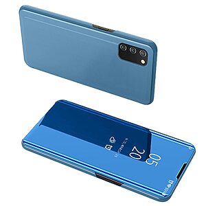 Θήκη Samsung Galaxy A03s OEM Mirror Surface Series Flip Window δερματίνη μπλε